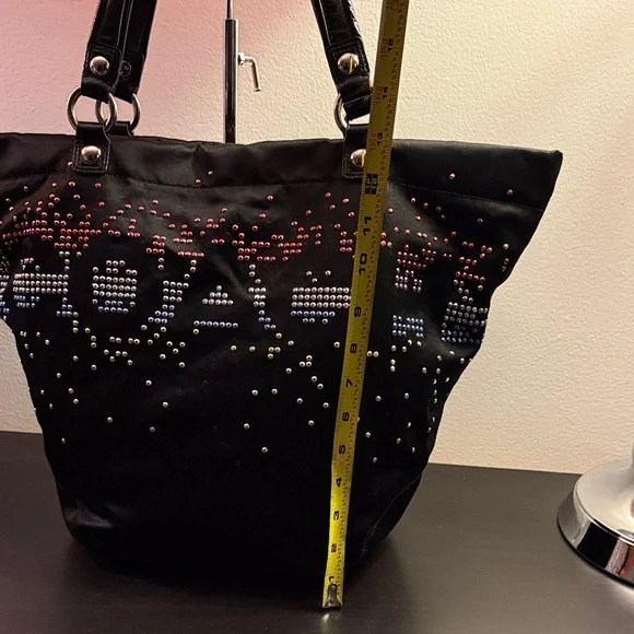 Coach (Rehab) Black Studded Tote Bag with Multicolor Accent - Picture 12 of 17